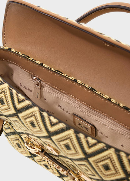Borsa a mano in tessuto con tracolla Sophia Mini con trama geometrica