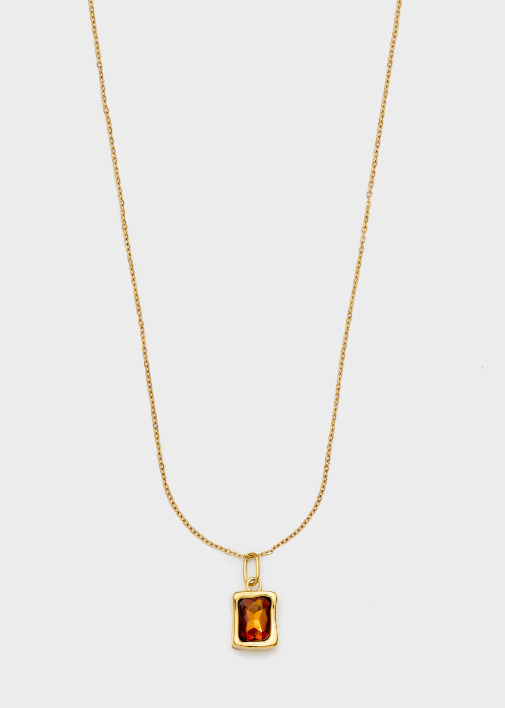 Collana pendente Square con pietra arancio e oro