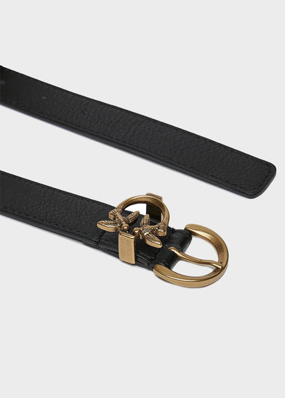 2.5 cm Love Birds Detail Tumbled Leather Belt