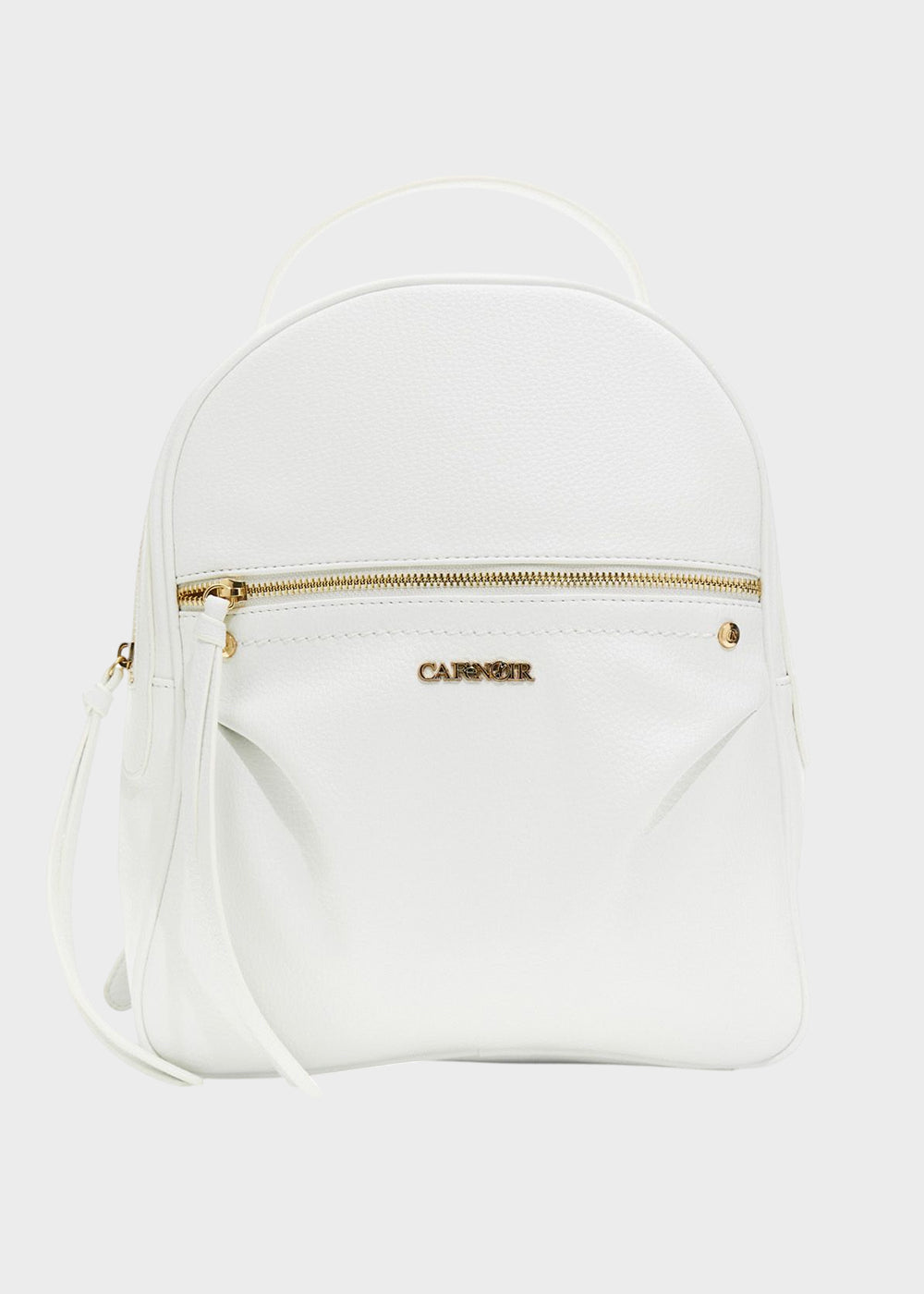 Zaino con zip frontale e logo metallico