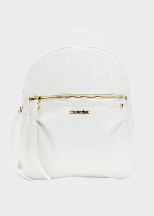 Zaino con zip frontale e logo metallico