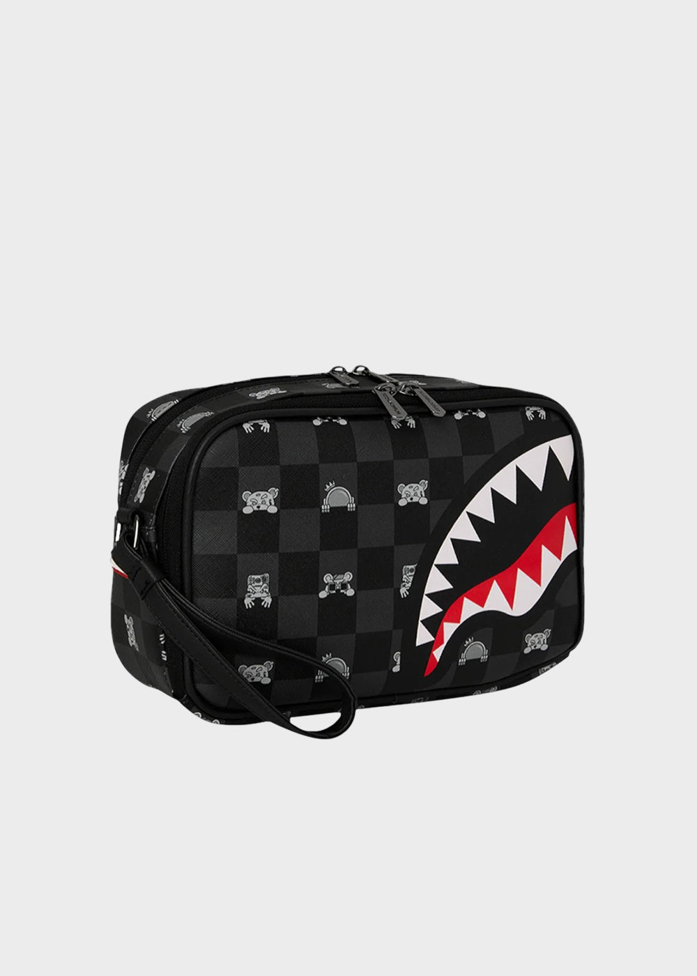 Pochette grande Gray Peeking Character Check con manico da polso