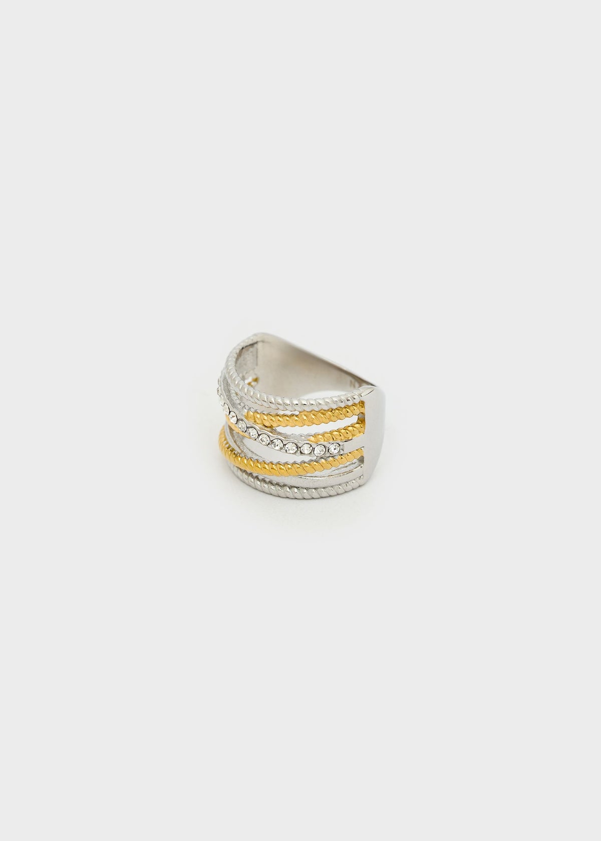 Anello in acciaio fascia con pietre