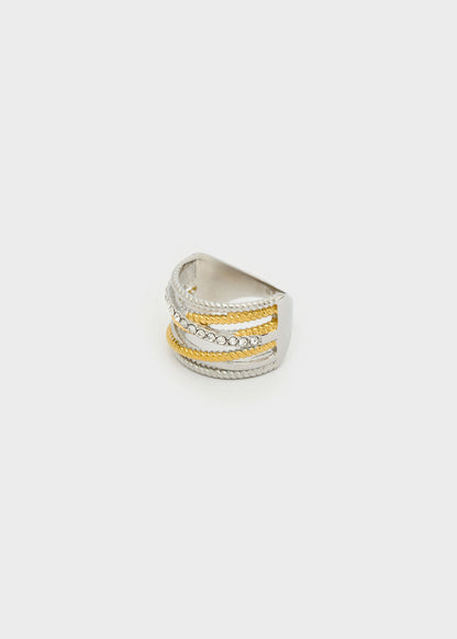 Anello in acciaio fascia con pietre