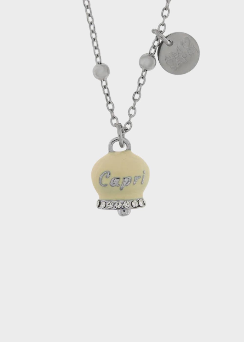 Collana in Acciaio color argento con Campanella Portafortuna Capri Gialla Pale Banana