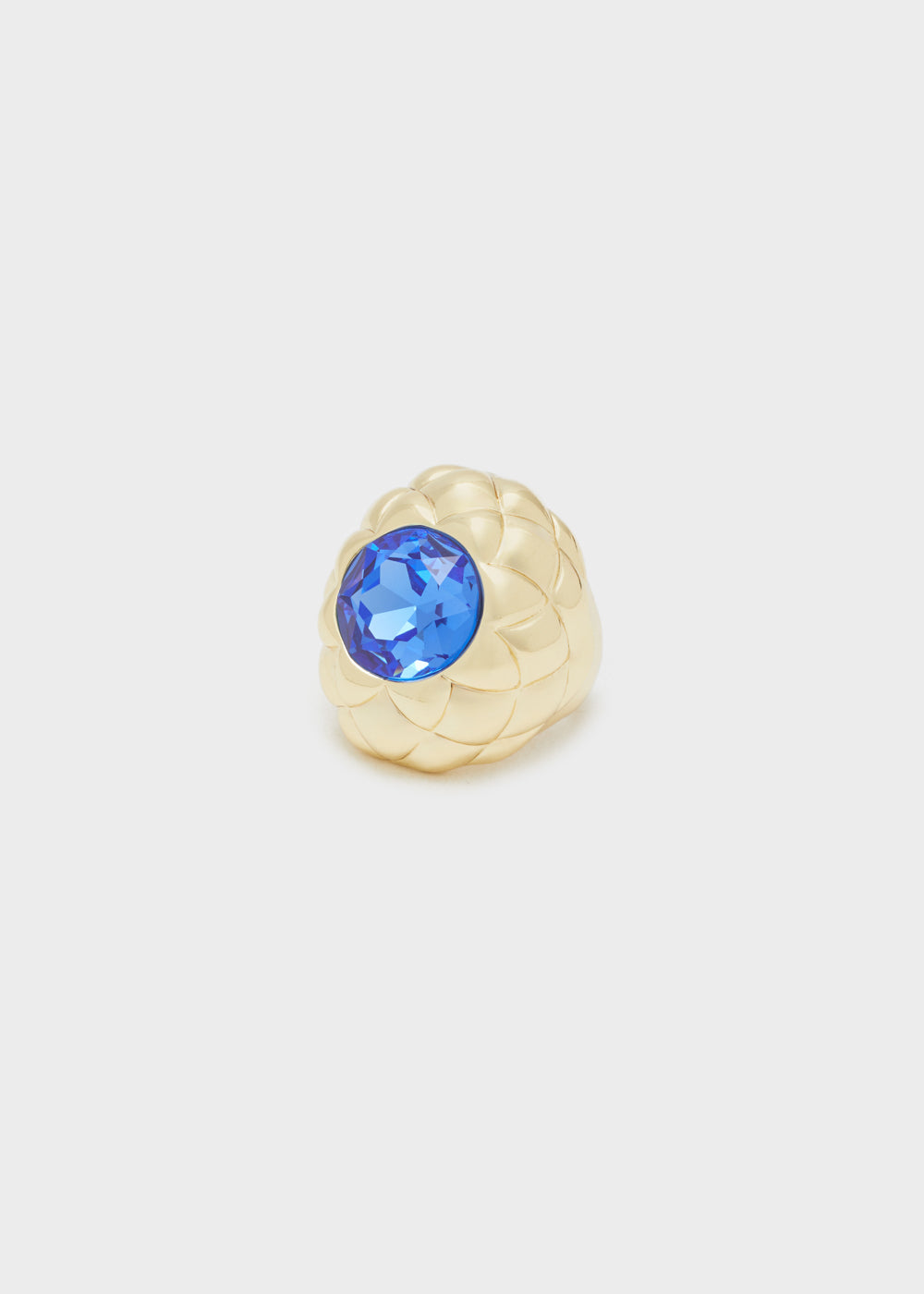 ANELLO OVERSIZE LAVORATO ORO E PIETRA BLU