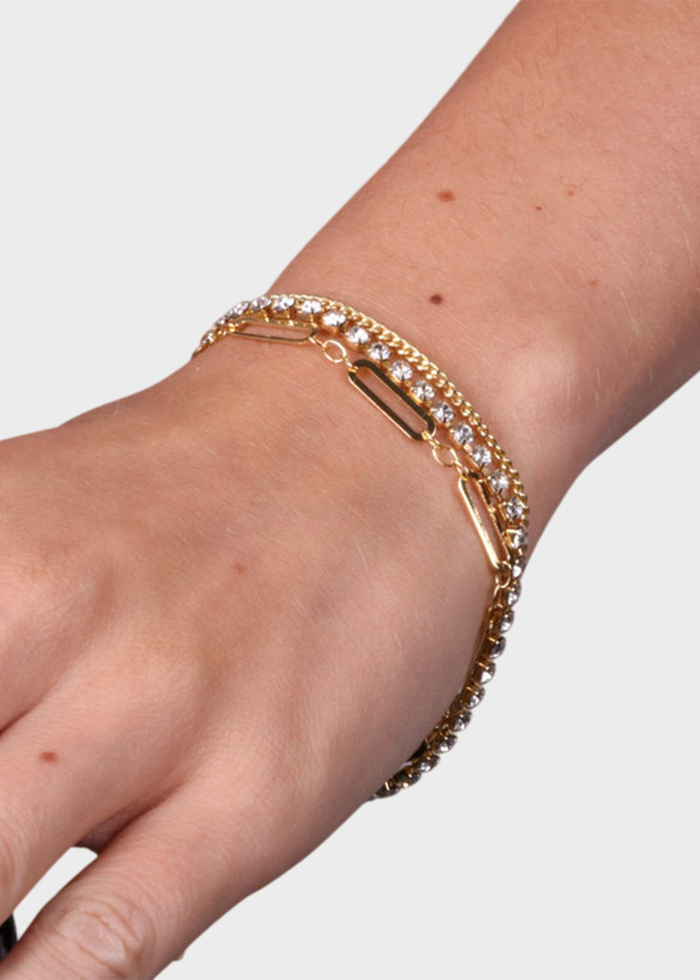 Bracciale multifilo in Metallo color oro con pietre