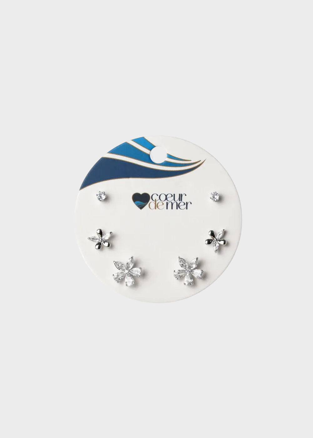 Orecchini in Metallo set da sei color argento fiori con cristalli