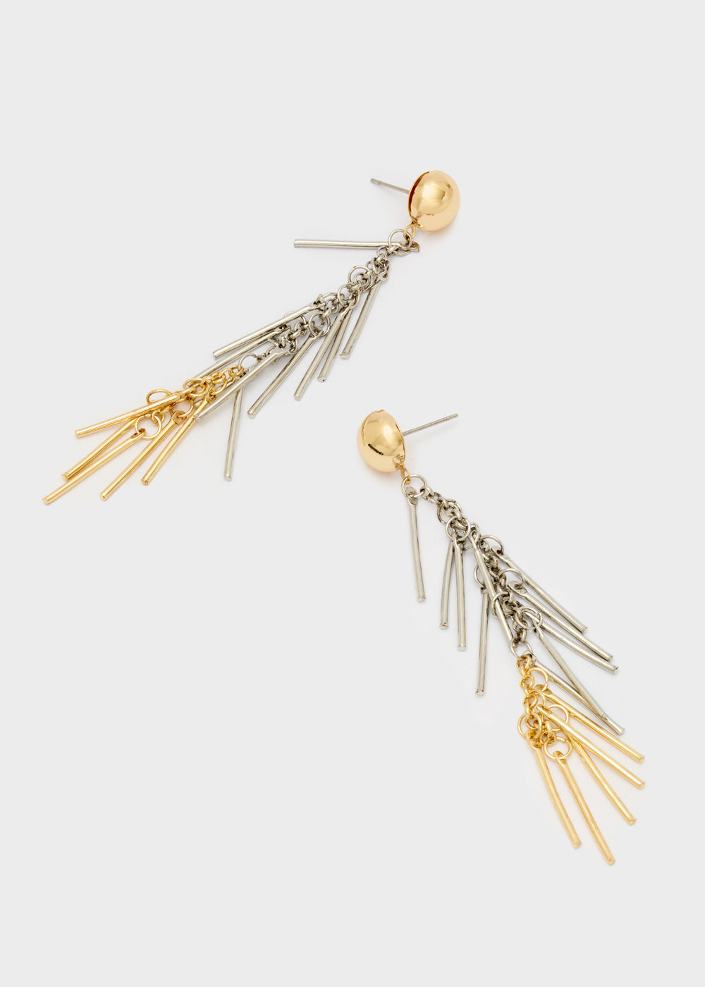 Long two-tone fringe earrings