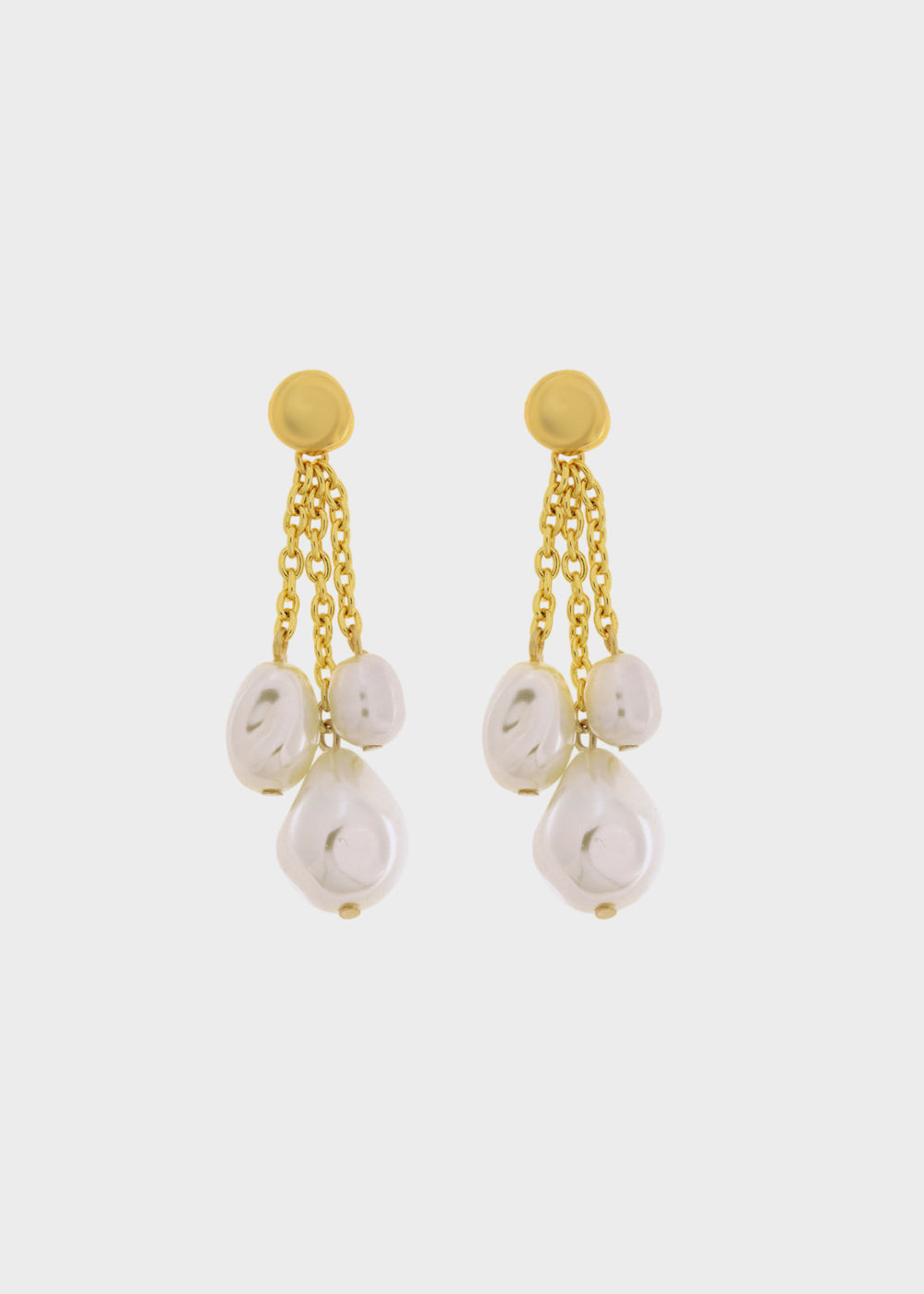 Orecchini pendenti in Metallo color oro con perle irregolari