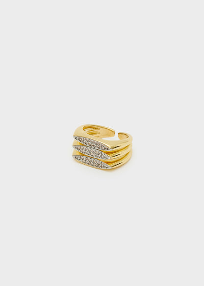 Anello tre elementi color oro e argento