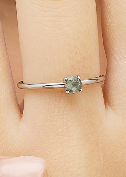 Anello regolabile Dazzly in acciaio con pietra verde