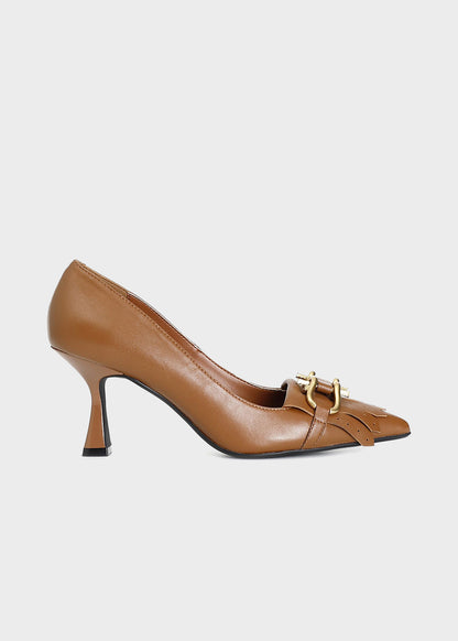 Décolleté in pelle con accessorio tacco 70 mm