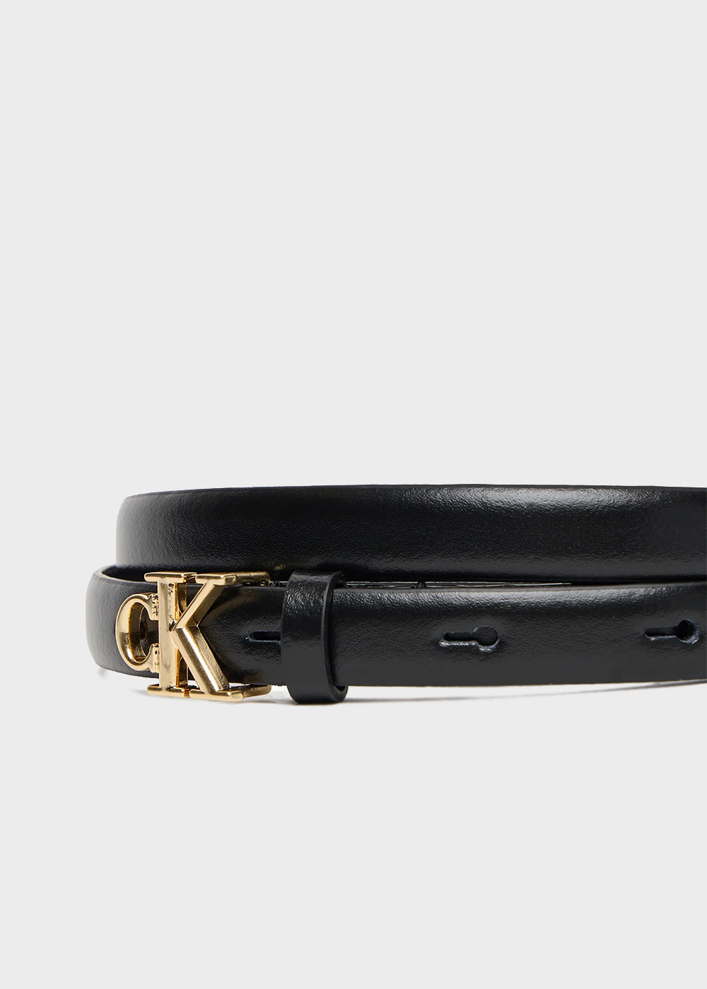 Skinny leather logo belt (1.4 cm)