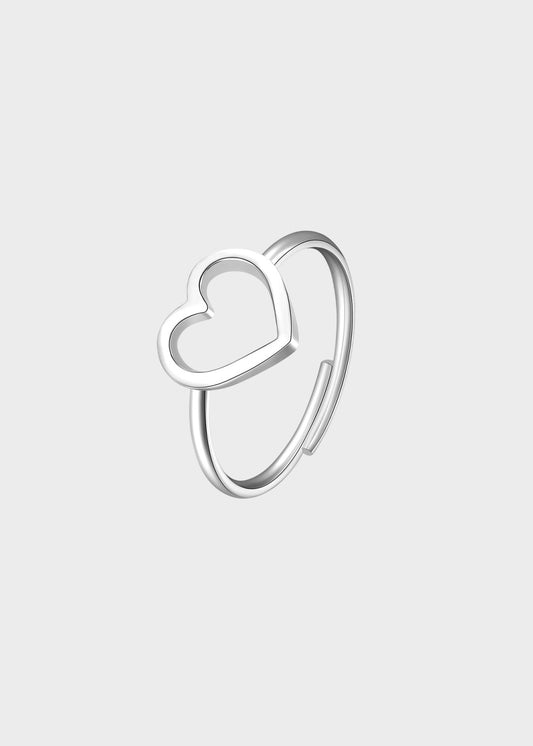 Anello regolabile Click in acciaio con cuore