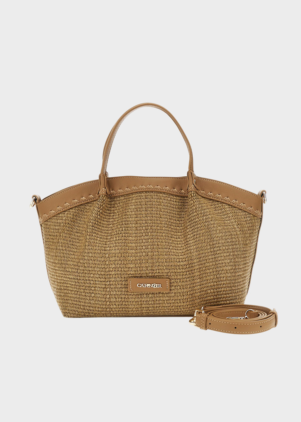 Borsa a mano effetto rafia con tracolla