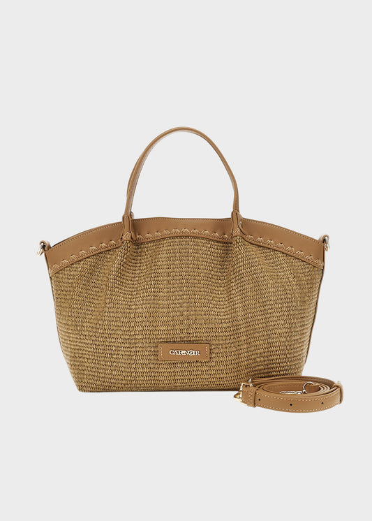 Borsa a mano effetto rafia con tracolla