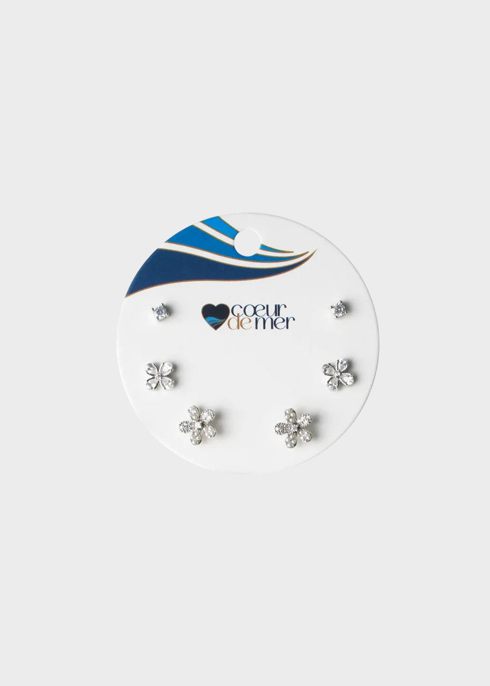 Orecchini in Metallo set da sei color argento con fiori di cristalli
