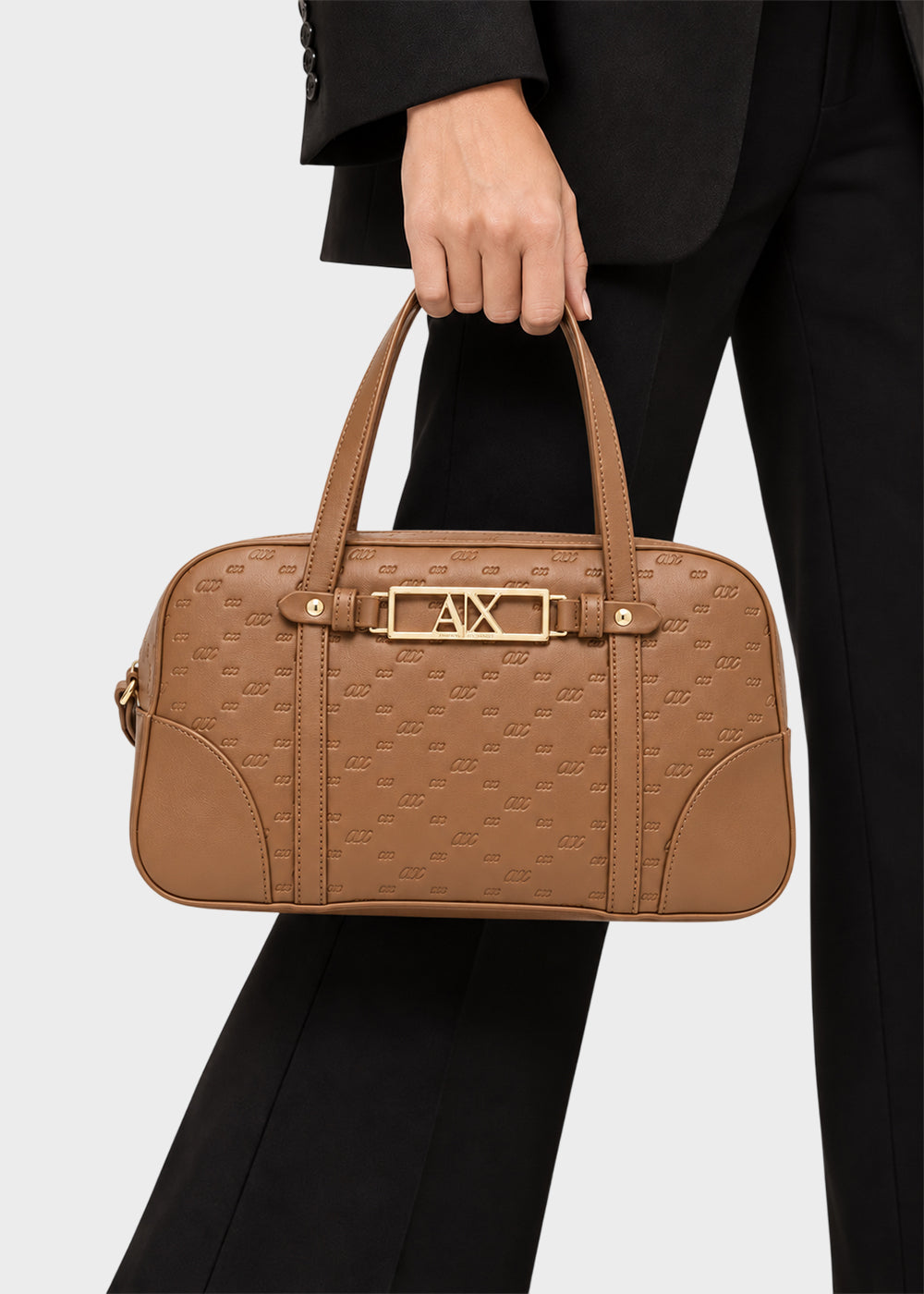 Bauletto a mano Polly Logo M con tracolla e logo all over-2