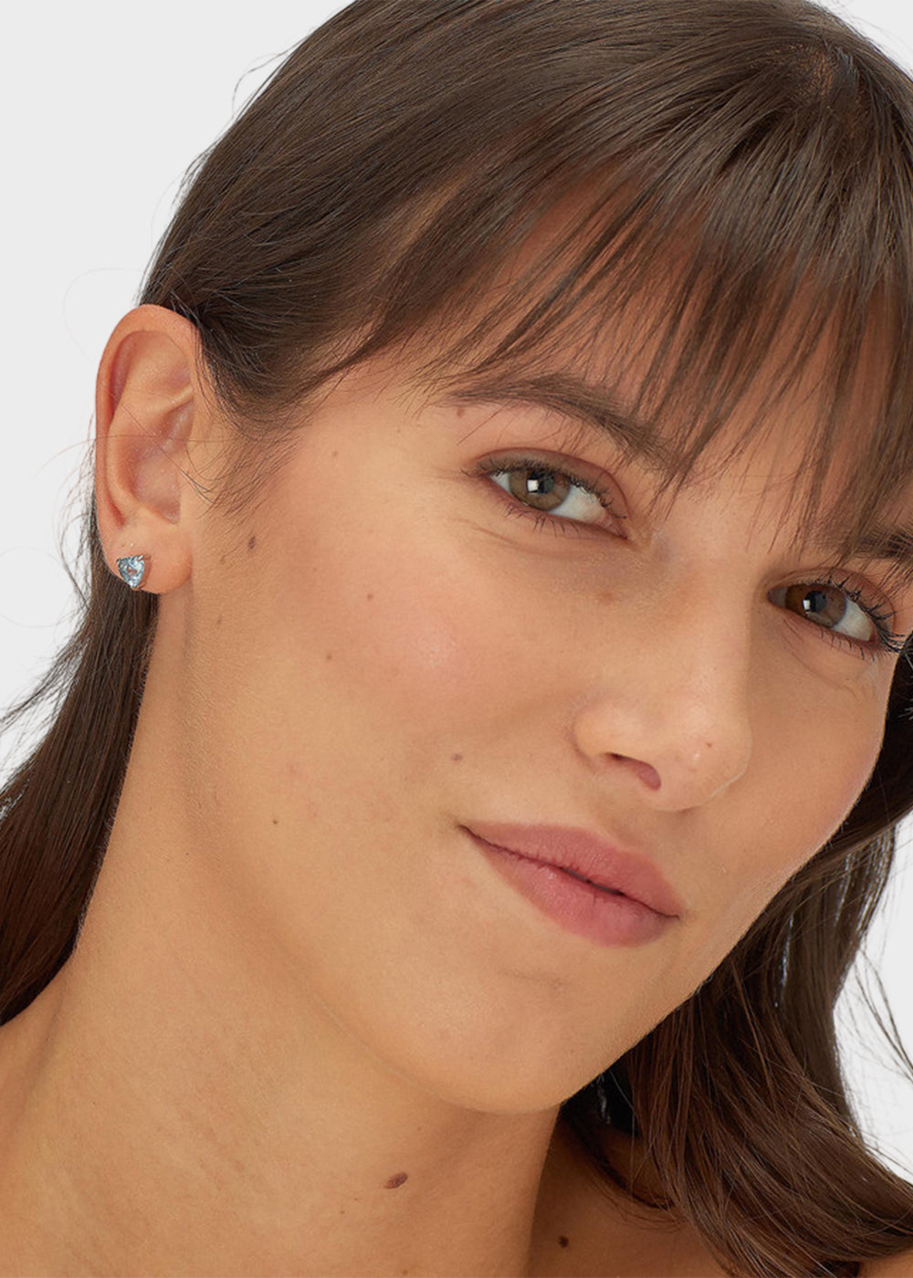 Orecchini a lobo Dazzly in acciaio con cubic zirconia a forma di cuore acquamarina