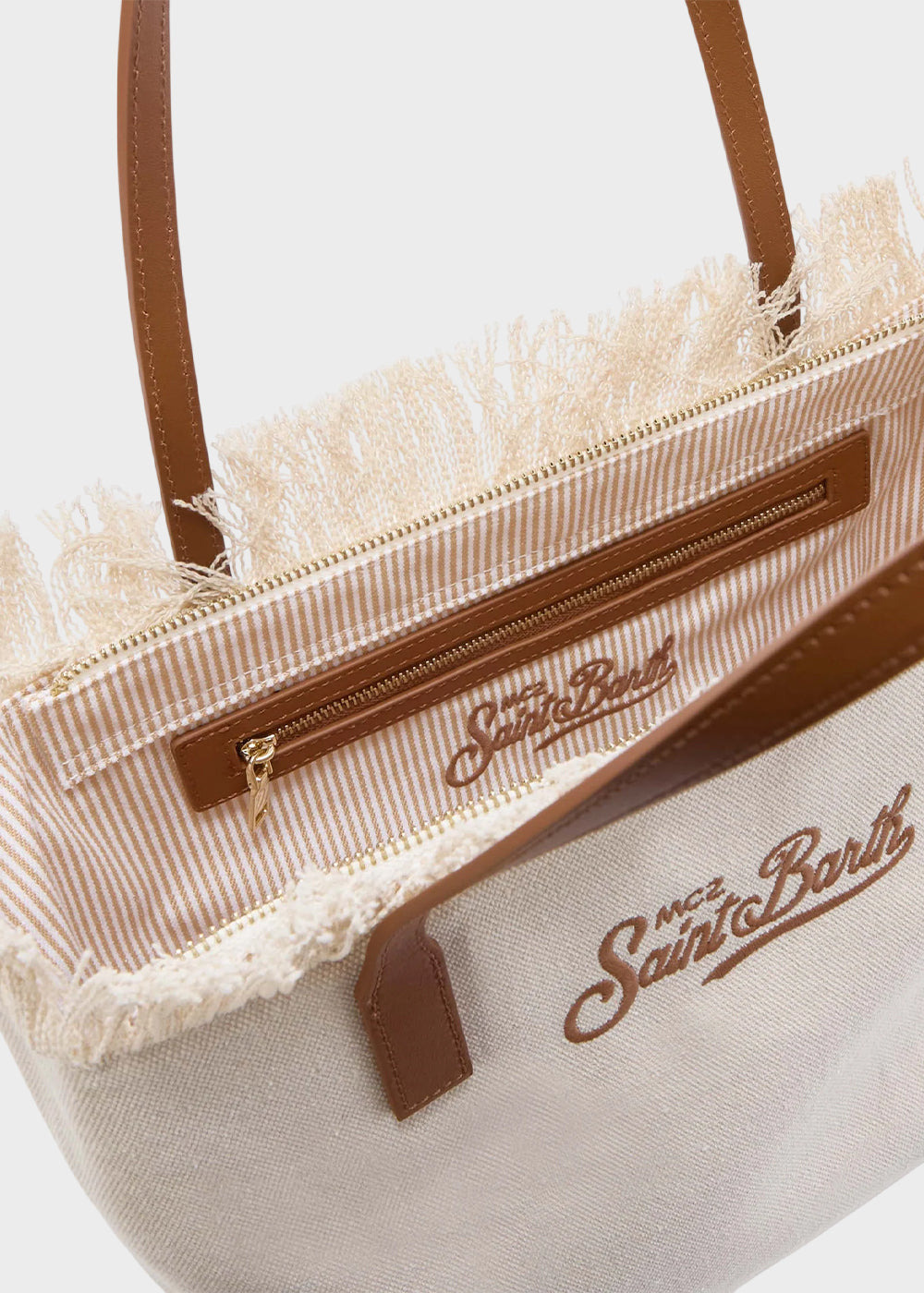 Borsa shopper City media in tessuto con frange