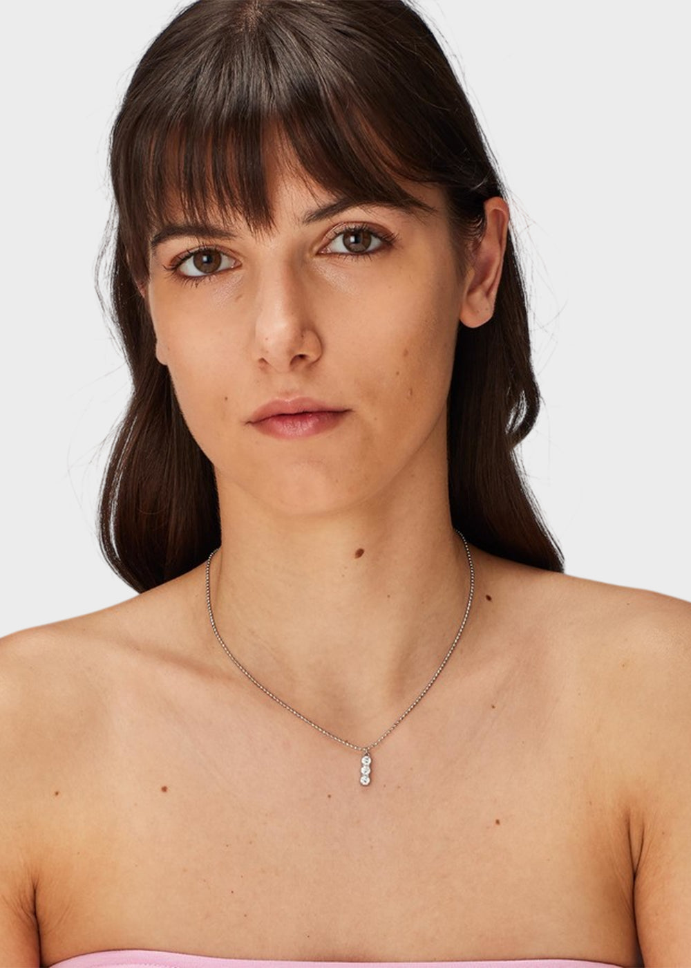 Collana Dazzly girocollo in acciaio a sfere piccole e pendente centrale con pietre