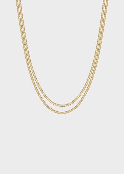 Collana doppiofilo Chunky catena snake in acciaio con finitura pvd oro 14K