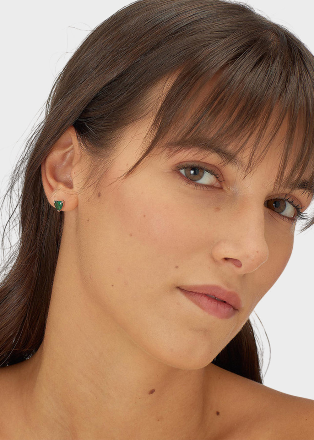 Orecchini a lobo Dazzly in acciaio con cubic zirconia a forma di cuore verde