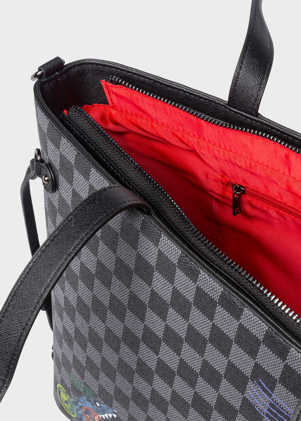 Borsa a spalla con trama a scacchi e tracolla in tessuto, "Limited Edition"-4