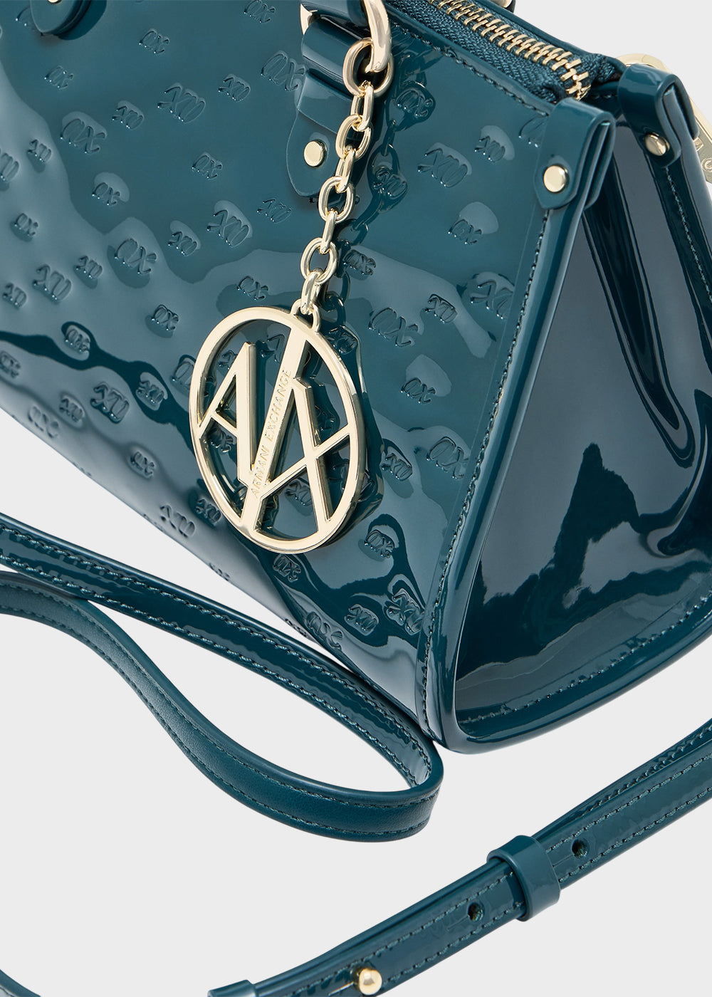 Borsa a mano Gynger Patent Bauletto S con tracolla, logo all over lucida-6