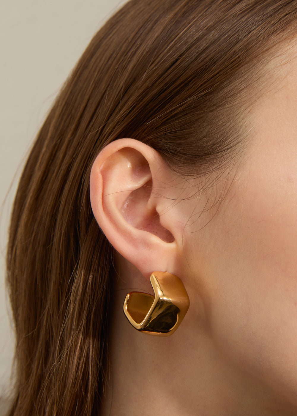18kt gold plated stainless steel square earrings