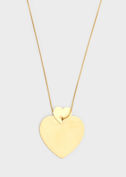 Collana con pendente doppio cuore in acciaio inossidabile