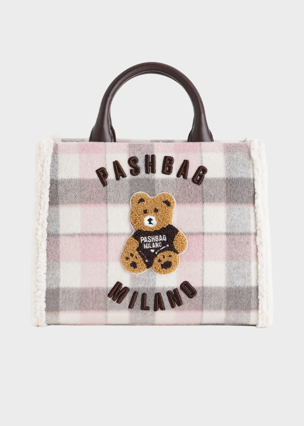 Borsa a mano Marge in effetto lana con tracolla e applicazione orsetto centrale Teddy