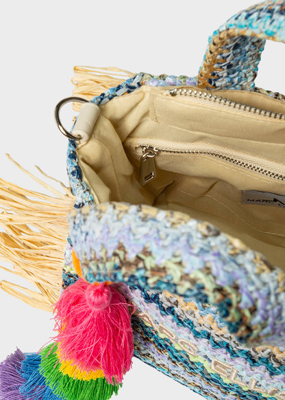 Borsa da Mare piccola Buby S.Claire S in effetto rafia, con tracolla