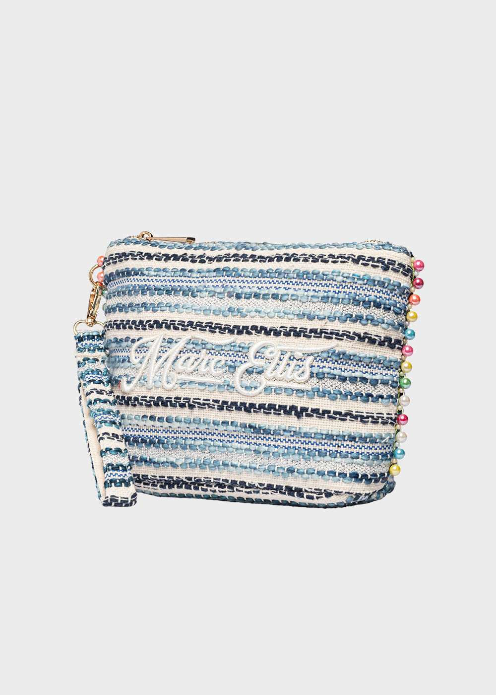 Pochette da Mare in tessuto Cassy Indy con perline laterali e manico rimovibile