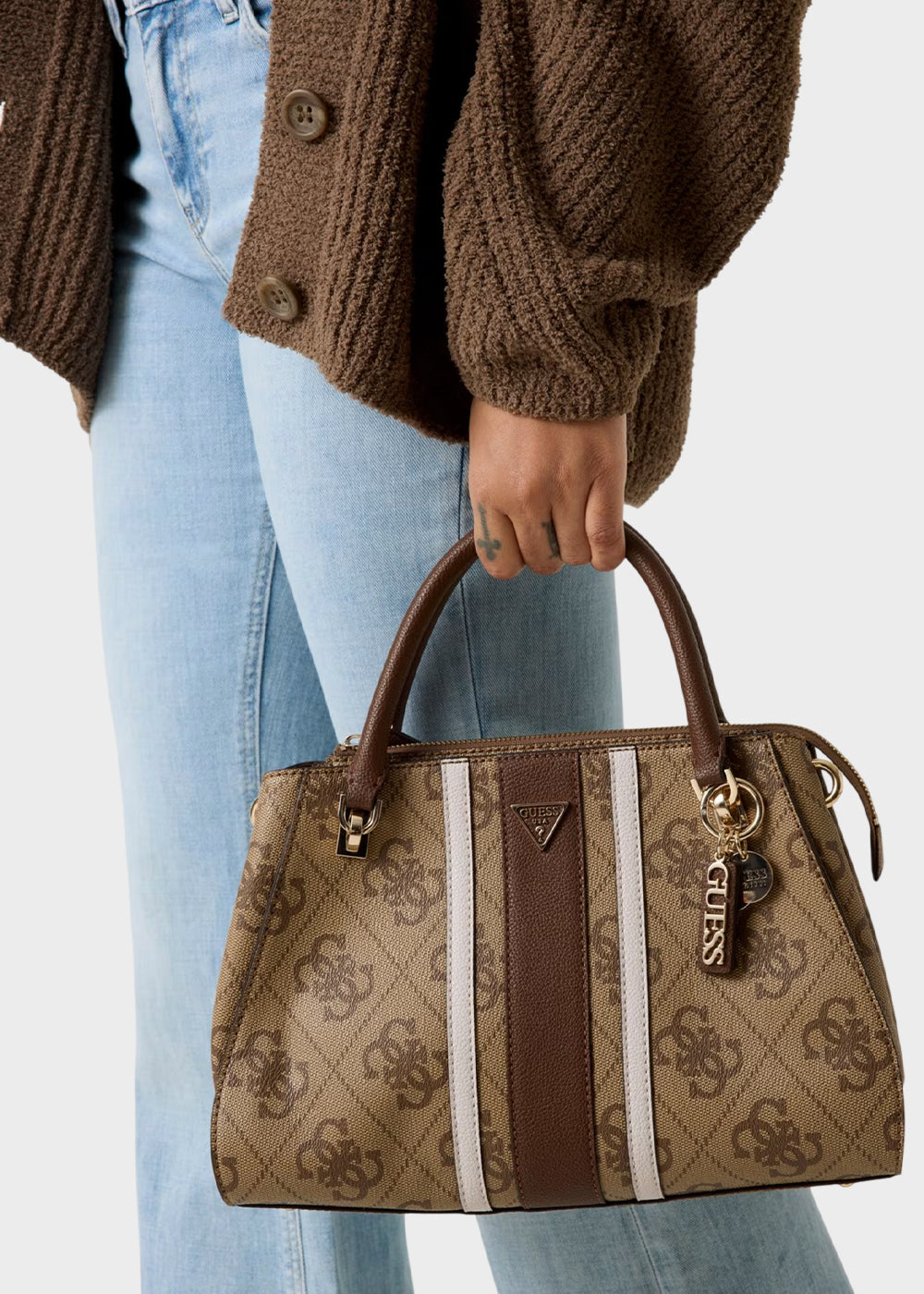 Borsa a mano Noelle II con tracolla e logo all over