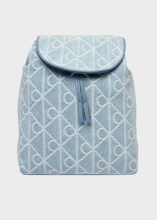 Zaino denim in jacquard con logo