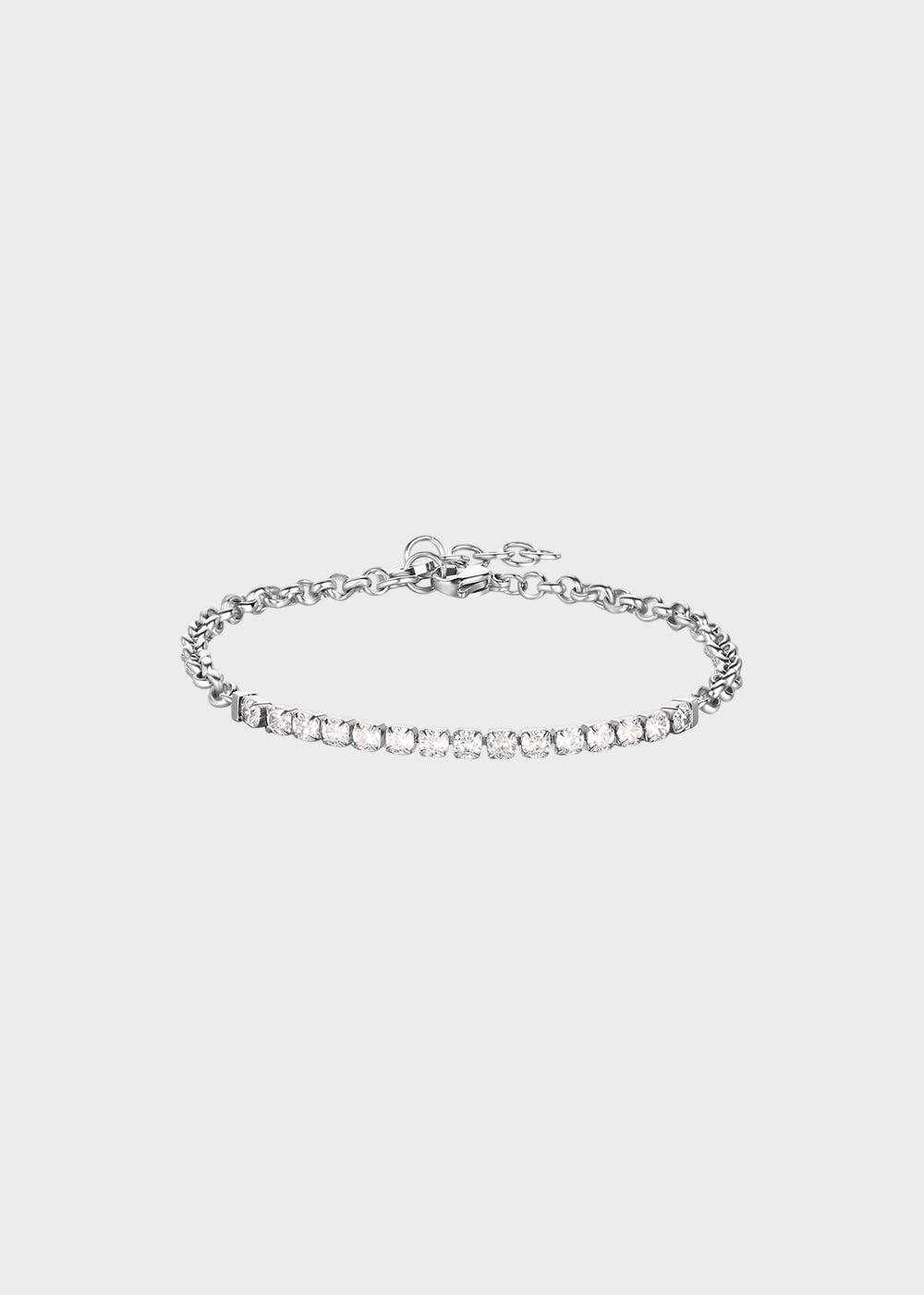 Bracciale Tricky in acciaio con centrale tennis con cubic zirconia