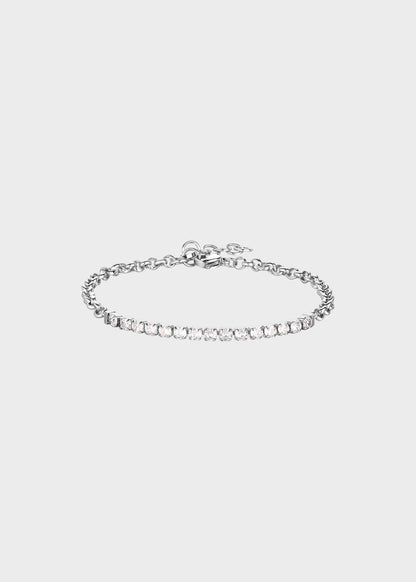 Bracciale Tricky in acciaio con centrale tennis con cubic zirconia