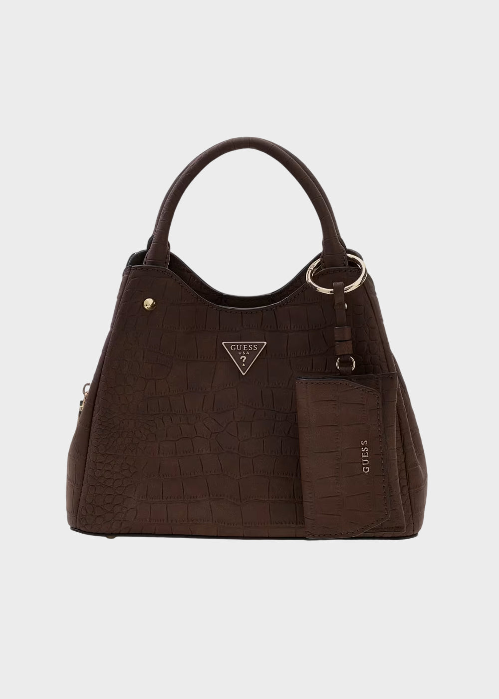 Borsa a mano Lorella Logo con tracolla e charm in pelle sintetica scamosciata