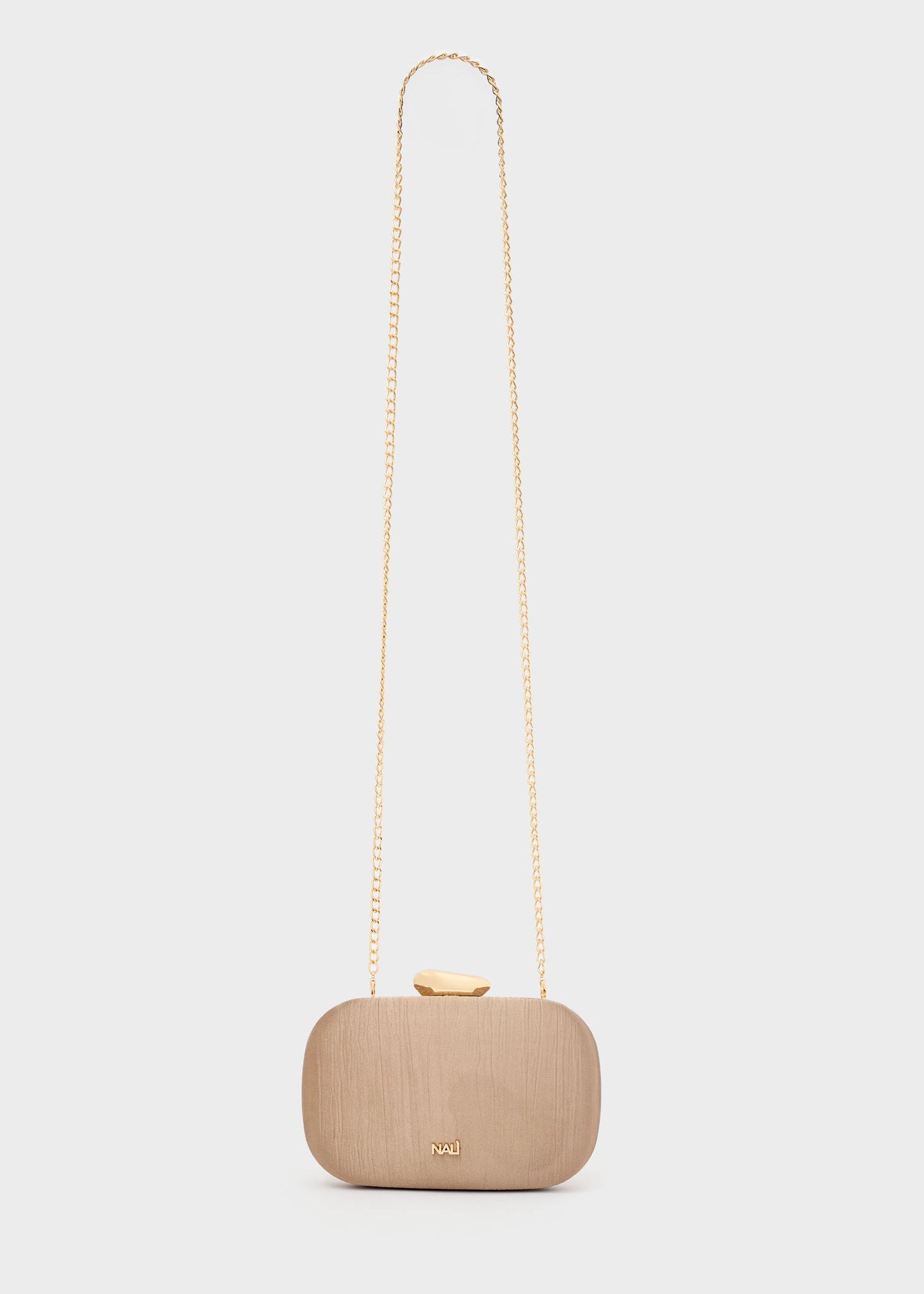 Clutch Nadine Plissé laminato con tracolla a catena