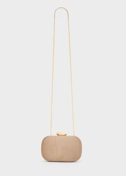 Clutch Nadine Plissé laminato con tracolla a catena