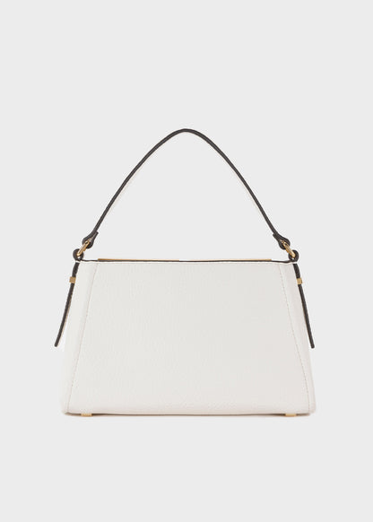 Handbag with shoulder strap and logo