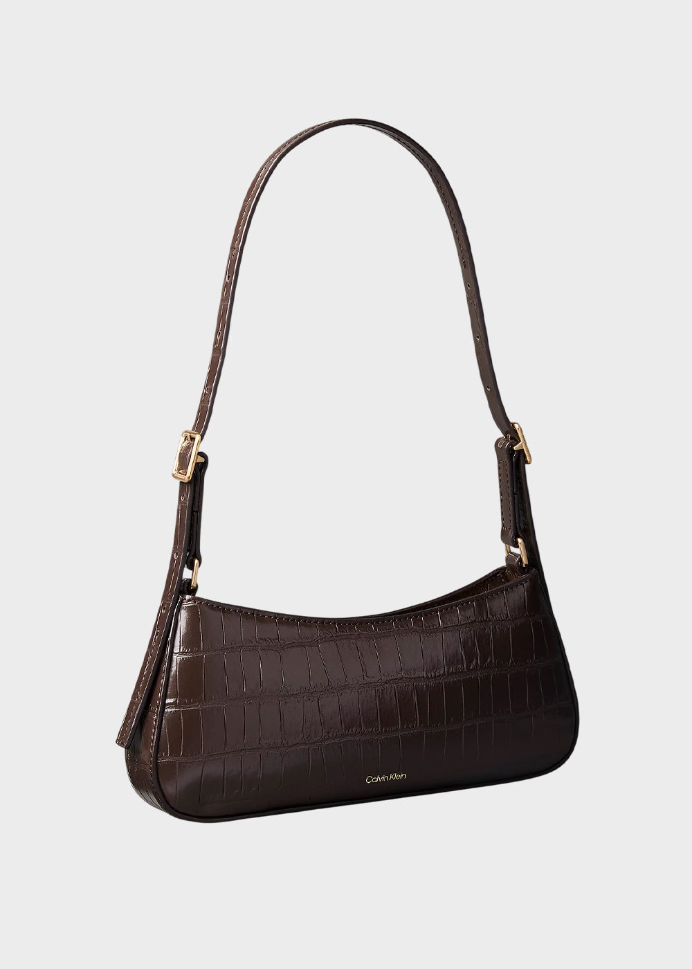 Borsa a spalla Small con logo, in effetto coccodrillo-3