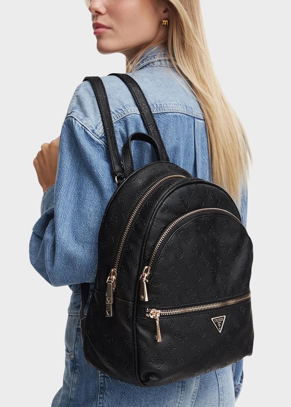 Zaino Manhattan II con tasche frontali e logo all over-2