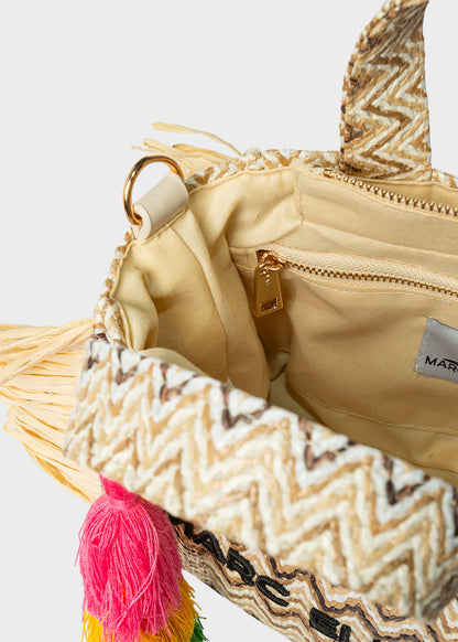 Borsa da Mare piccola Buby S.Claire S in effetto rafia, con tracolla