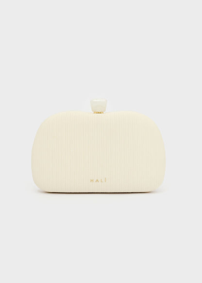 Clutch Sofia Plissé laminato con tracolla a catena