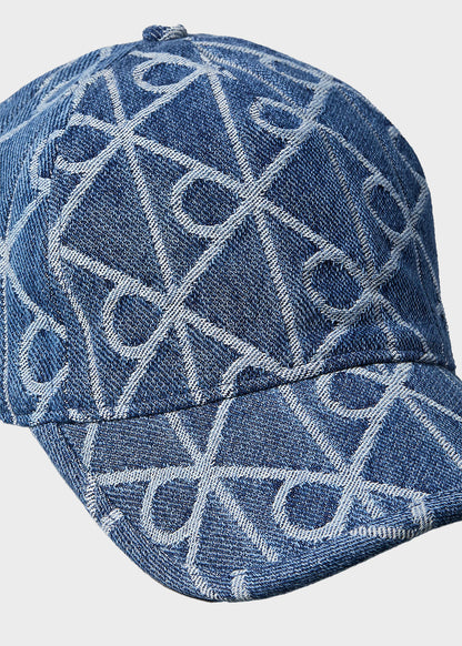 Berretto in jacquard con logo in denim