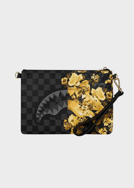 Pochette Gold Floral Remix con tracolla e manico da polso