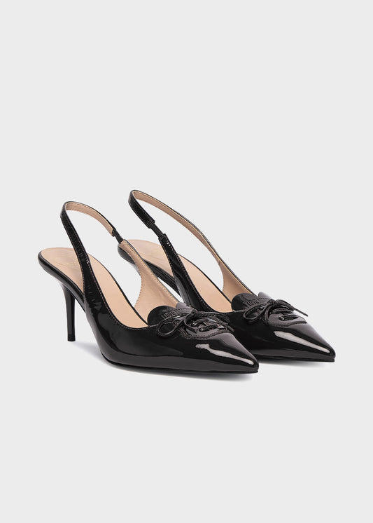 Décolletè in vernice con logo e tacco 70mm